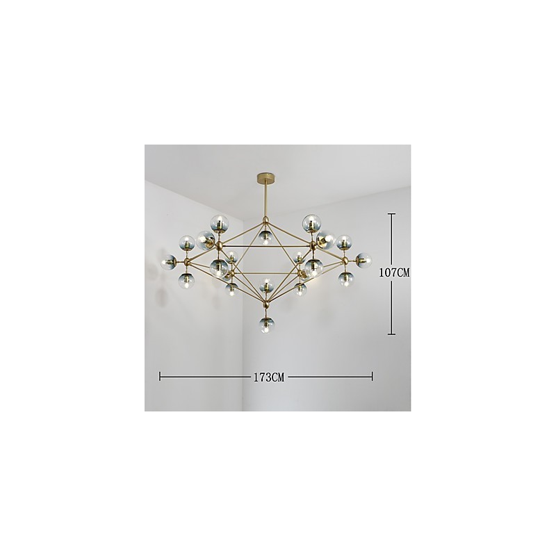 Twenty_one Light Post Modern Europe Style Modo Metal Glass Pendant Lamp the Foyer Decorate Industrial Chandelier Lamp