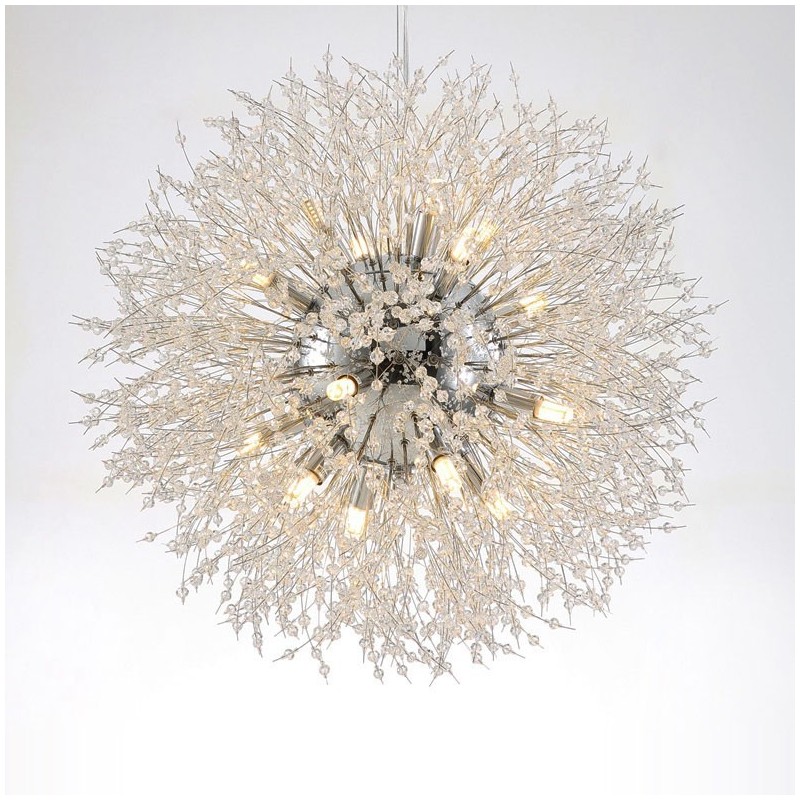 Firework Globe Dandelion Chrome Feature Crystal Metal Chandelier