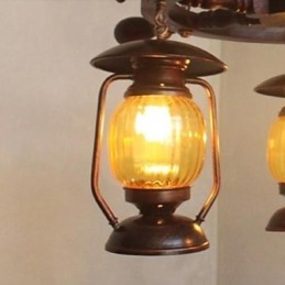 Retro Painting Wood Bamboo Chandelier