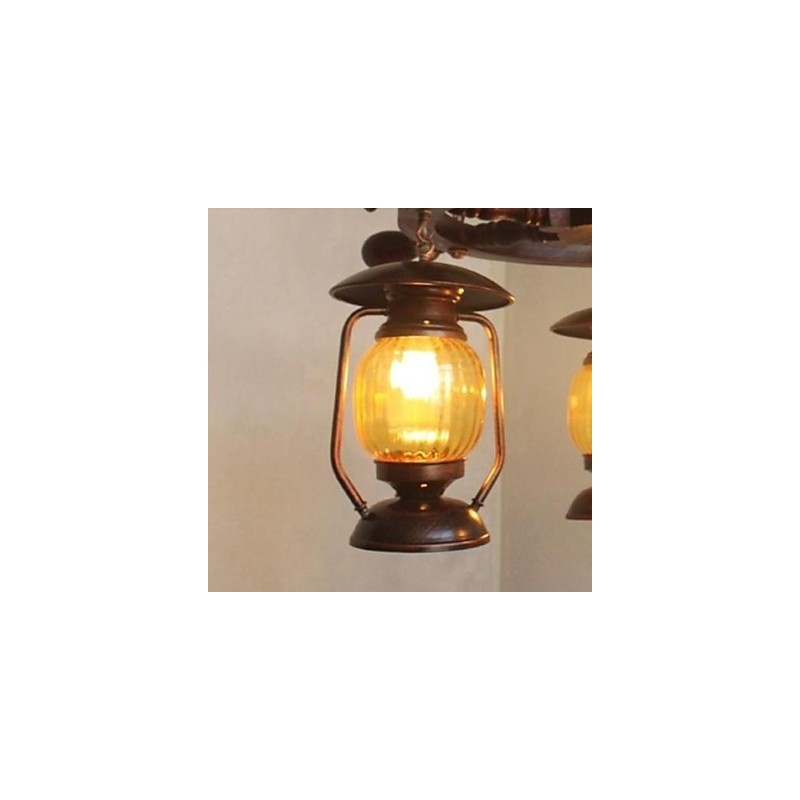 Retro Painting Wood Bamboo Chandelier