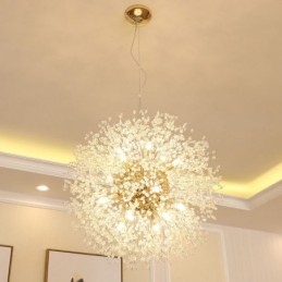 Firework Globe Dandelion Chrome Feature Crystal Metal Chandelier