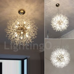 Firework Globe Dandelion Chrome Feature Crystal Metal Chandelier