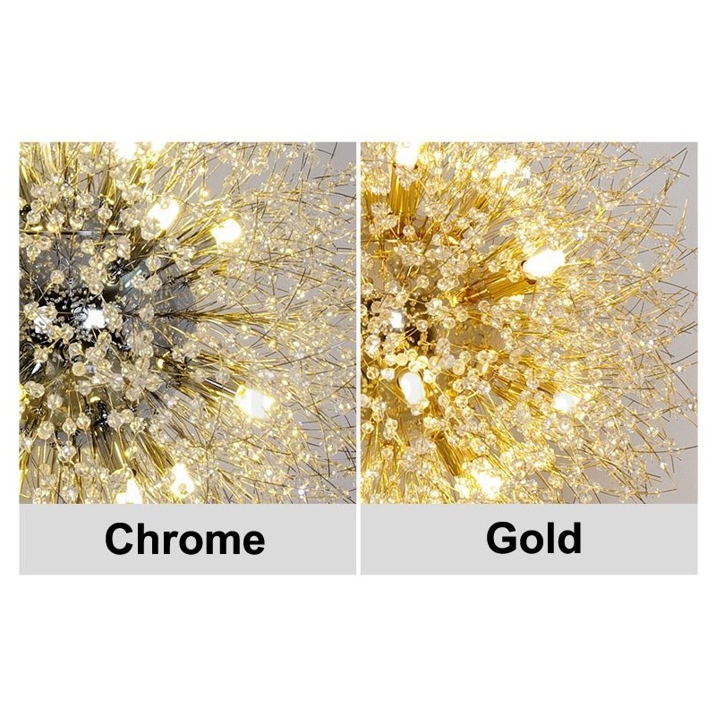 Firework Globe Dandelion Chrome Feature Crystal Metal Chandelier