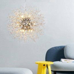 Firework Globe Dandelion Chrome Feature Crystal Metal Chandelier