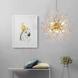 Firework Globe Dandelion Chrome Feature Crystal Metal Chandelier