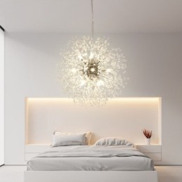Firework Globe Dandelion Chrome Feature Crystal Metal Chandelier