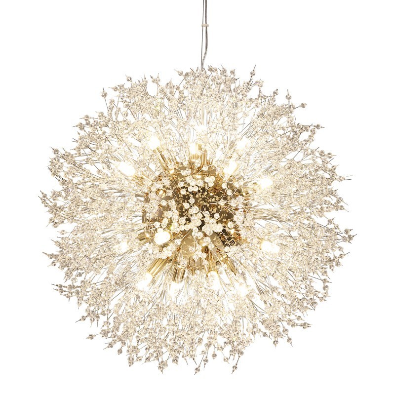 Firework Globe Dandelion Chrome Feature Crystal Metal Chandelier