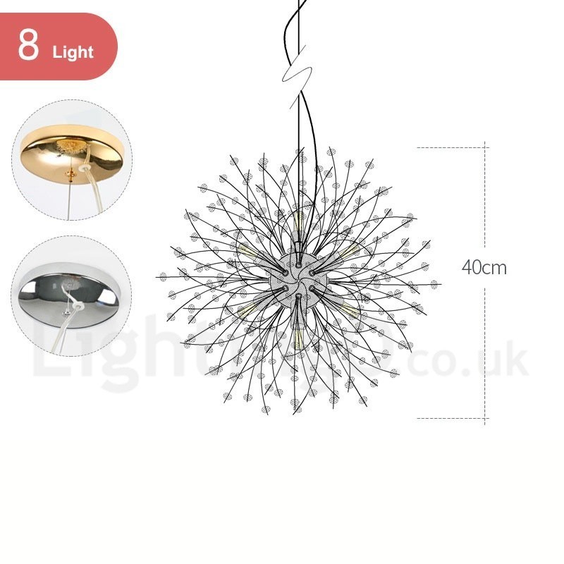 Firework Globe Dandelion Chrome Feature Crystal Metal Chandelier