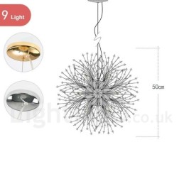 Firework Globe Dandelion Chrome Feature Crystal Metal Chandelier