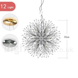 Firework Globe Dandelion Chrome Feature Crystal Metal Chandelier