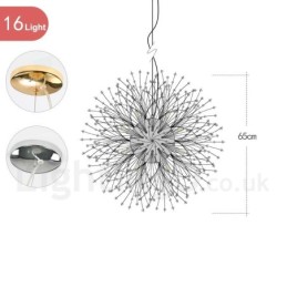 Firework Globe Dandelion Chrome Feature Crystal Metal Chandelier