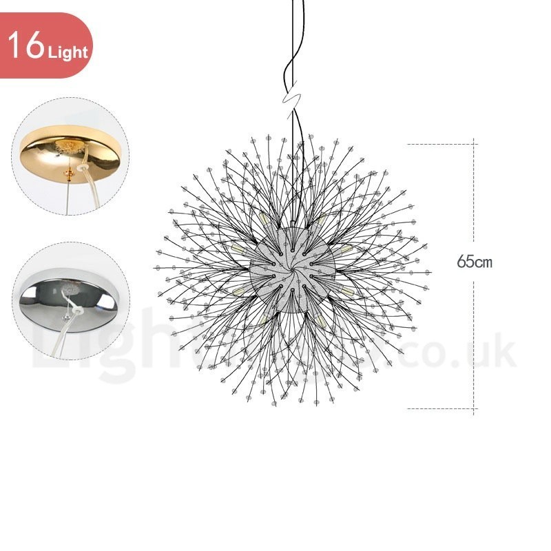 Firework Globe Dandelion Chrome Feature Crystal Metal Chandelier