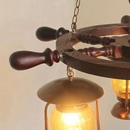 Retro Painting Wood Bamboo Chandelier