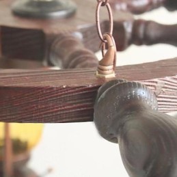 Retro Painting Wood Bamboo Chandelier