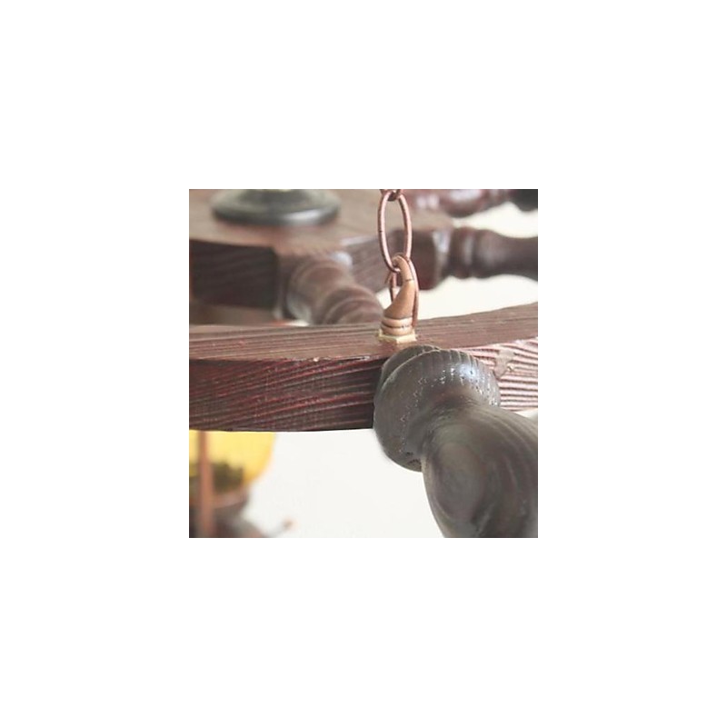 Retro Painting Wood Bamboo Chandelier