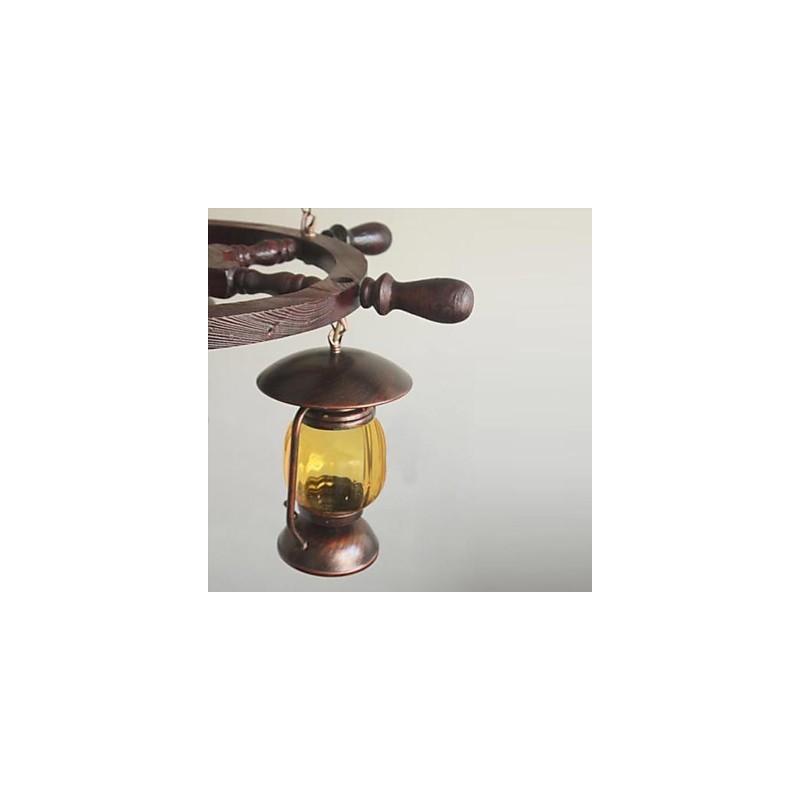 Retro Painting Wood Bamboo Chandelier