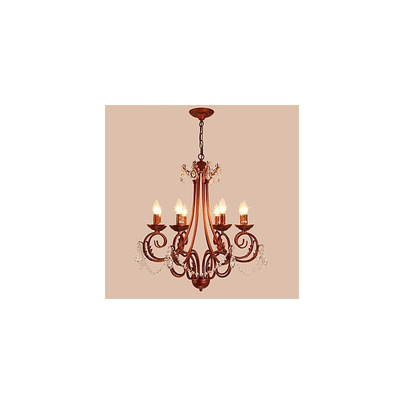 8 Lights Chandelier Modern Contemporary Traditional Lodge Vintage Retro Country Painting Feature for Crystal Metal