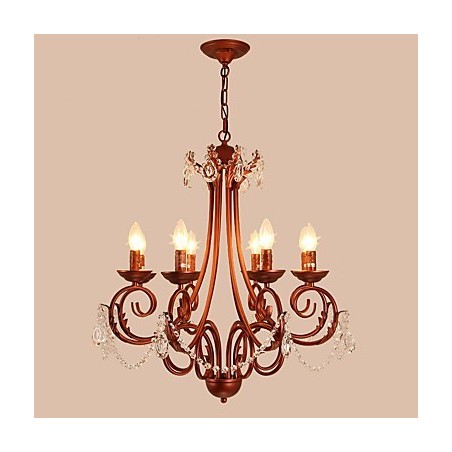 8 Lights Chandelier Modern Contemporary Traditional Lodge Vintage Retro Country Painting Feature for Crystal Metal