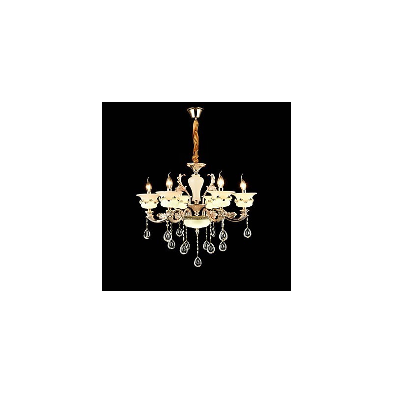 Traditional Classic Zinc Alloy Feature for Crystal Mini Style Metal 6 Bulbs Chandelier