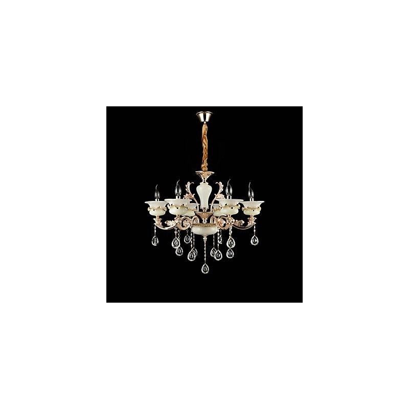Traditional Classic Zinc Alloy Feature for Crystal Mini Style Metal 6 Bulbs Chandelier