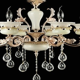 Traditional Classic Zinc Alloy Feature for Crystal Mini Style Metal 6 Bulbs Chandelier