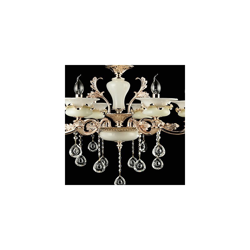 Traditional Classic Zinc Alloy Feature for Crystal Mini Style Metal 6 Bulbs Chandelier