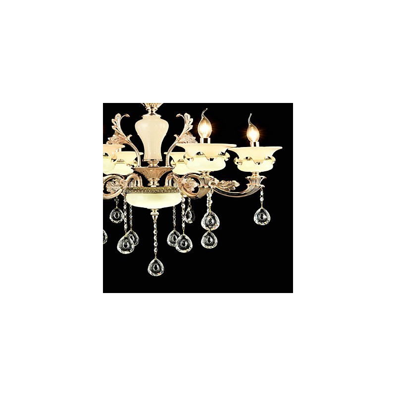 Traditional Classic Zinc Alloy Feature for Crystal Mini Style Metal 6 Bulbs Chandelier