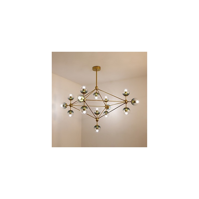 Fifteen Light Post Modern Europe Style Modo Metal Glass Pendant Lamp the Foyer Decorate Industrial Chandelier Lamp