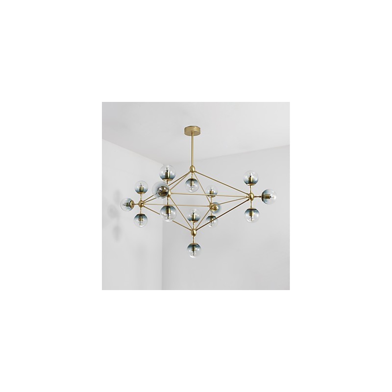 Fifteen Light Post Modern Europe Style Modo Metal Glass Pendant Lamp the Foyer Decorate Industrial Chandelier Lamp