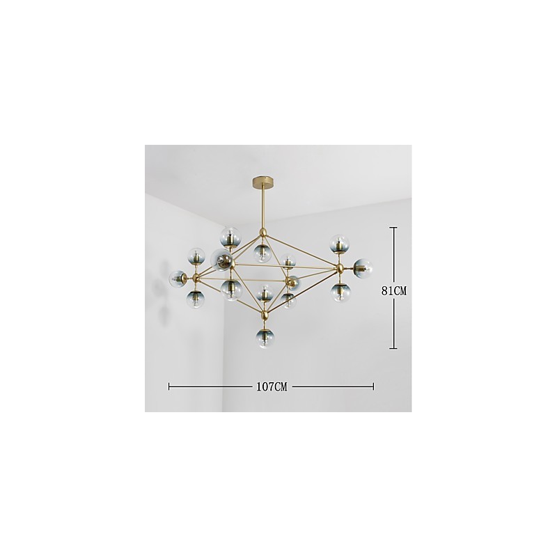 Fifteen Light Post Modern Europe Style Modo Metal Glass Pendant Lamp the Foyer Decorate Industrial Chandelier Lamp