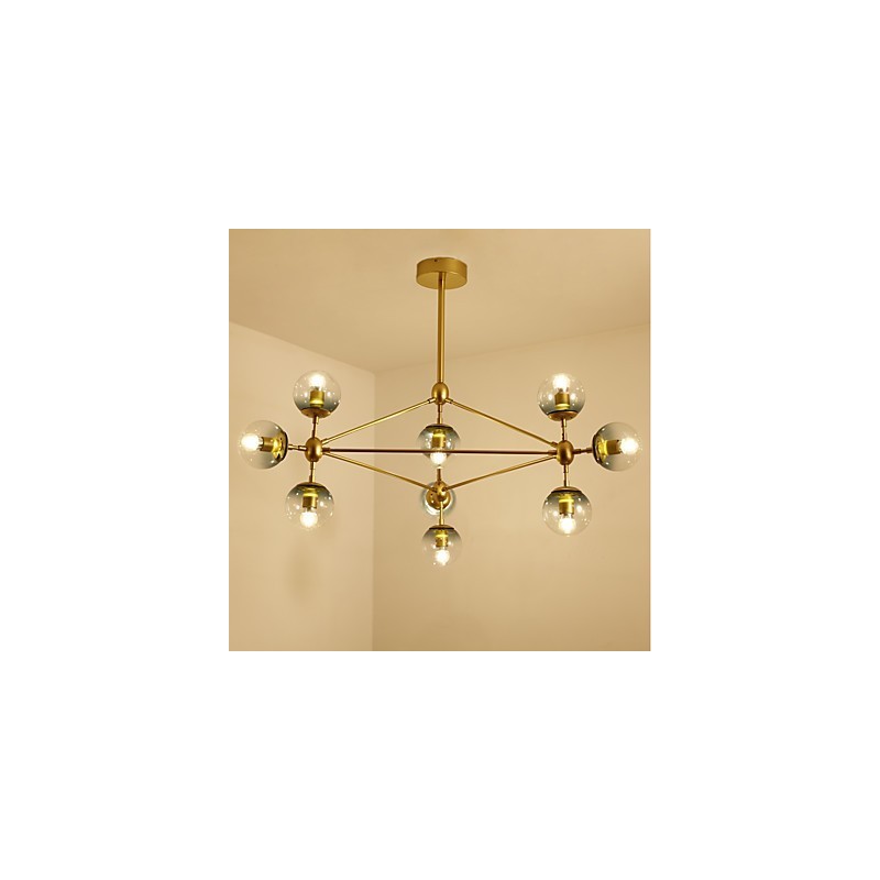 Ten Light Post Modern Europe Style Modo Metal Glass Pendant Lamp the Foyer Decorate Industrial Chandelier Lamp