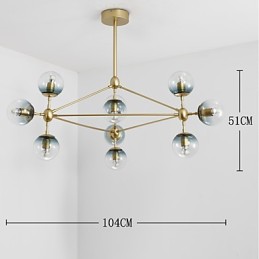 Ten Light Post Modern Europe Style Modo Metal Glass Pendant Lamp the Foyer Decorate Industrial Chandelier Lamp