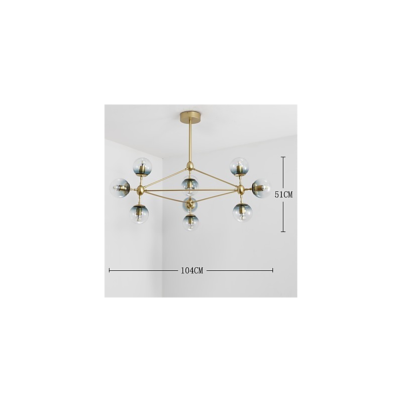 Ten Light Post Modern Europe Style Modo Metal Glass Pendant Lamp the Foyer Decorate Industrial Chandelier Lamp