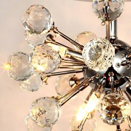 Modern Contemporary Crystal Mini Style Chrome Metal Chandelier Flush Mount