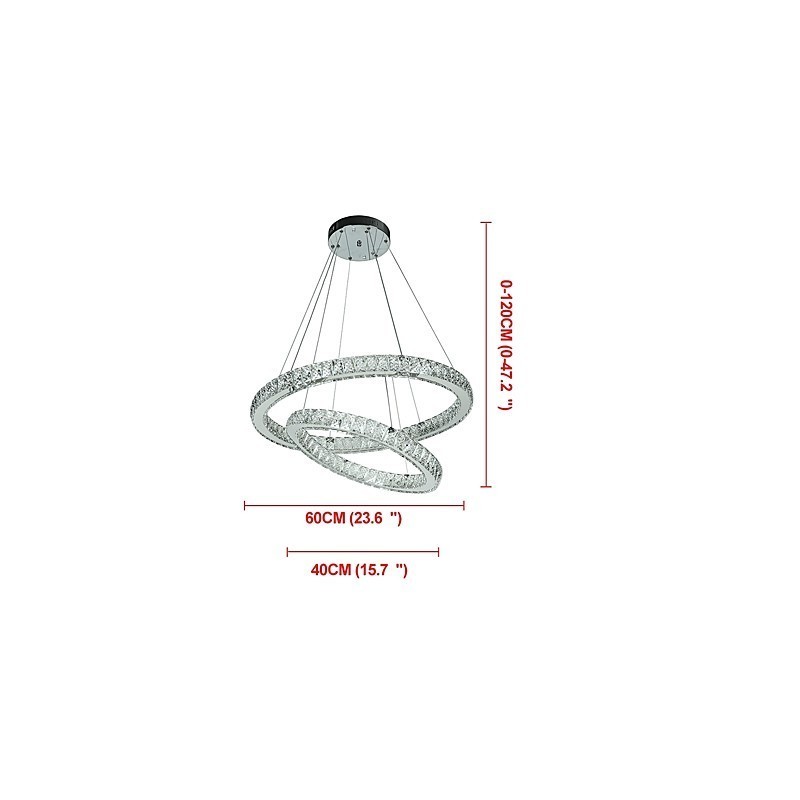 Indoor Crystal Chandelier Modern Pendant Light Ceiling Light Dimmable Lighting Lamp with Remote Control