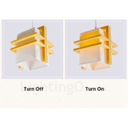 1 Light Wood Retro Vintage Pendant Light with Fabric Shade