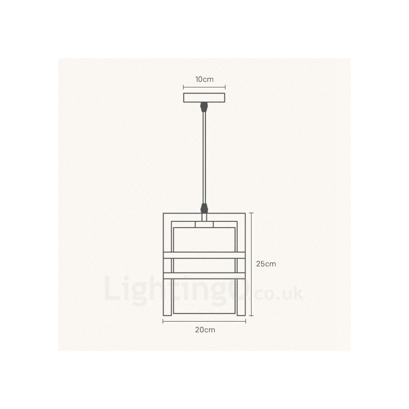 1 Light Wood Retro Vintage Pendant Light with Fabric Shade