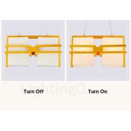 2 Light Wood Retro Vintage Pendant Light with Fabric Shade