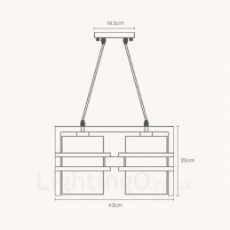 2 Light Wood Retro Vintage Pendant Light with Fabric Shade