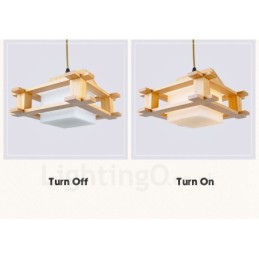 1 Light Wood Modern Contemporary Nordic style Pendant Light with Glass Shade