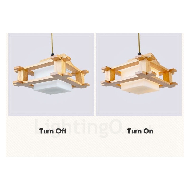 1 Light Wood Modern Contemporary Nordic style Pendant Light with Glass Shade