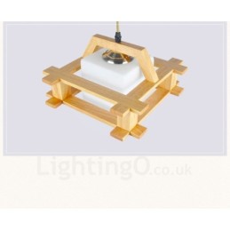 1 Light Wood Modern Contemporary Nordic style Pendant Light with Glass Shade