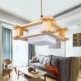 1 Light Wood Modern Contemporary Nordic style Pendant Light with Glass Shade