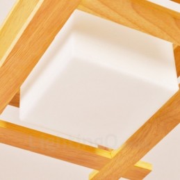 1 Light Wood Modern Contemporary Nordic style Pendant Light with Glass Shade