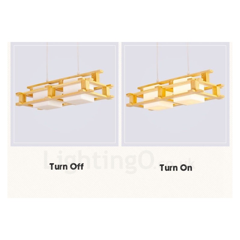 2 Light Wood Modern Contemporary Nordic style Pendant Light with Glass Shade