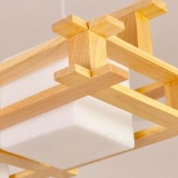 2 Light Wood Modern Contemporary Nordic style Pendant Light with Glass Shade