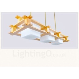 3 Light Wood Modern Contemporary Nordic style Pendant Light with Glass Shade