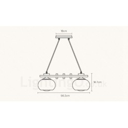 4 Light Wood Rustic Lodge Pendant Light with Glass Shade