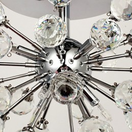 Modern Contemporary Crystal Mini Style Chrome Metal Chandelier Flush Mount
