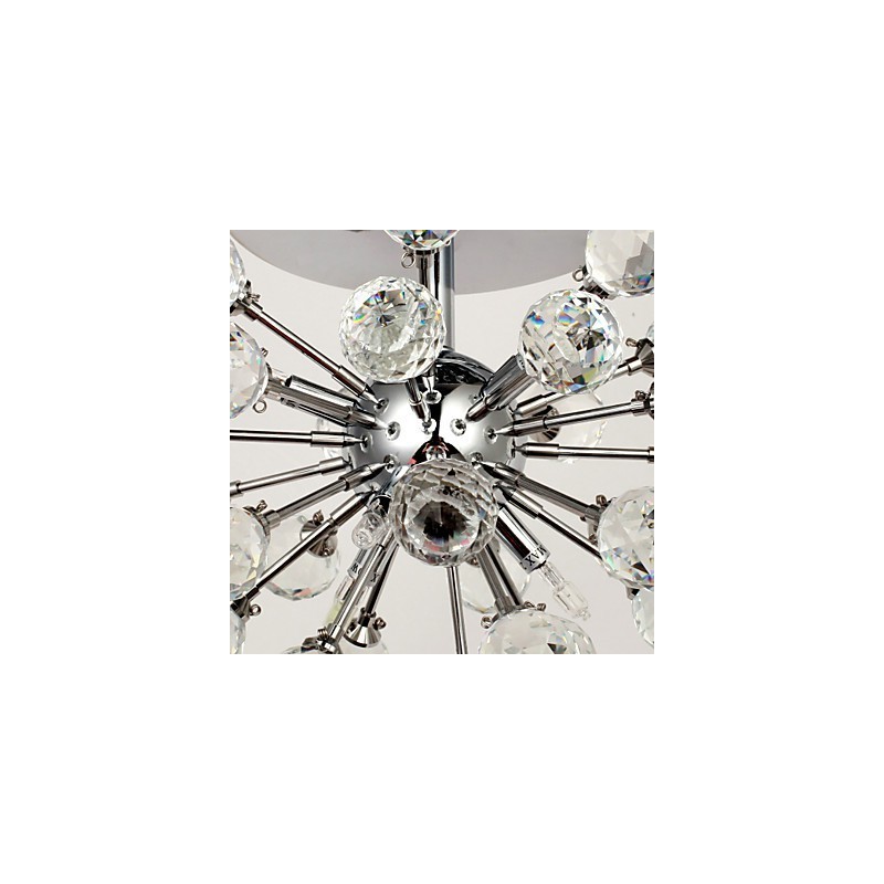 Modern Contemporary Crystal Mini Style Chrome Metal Chandelier Flush Mount